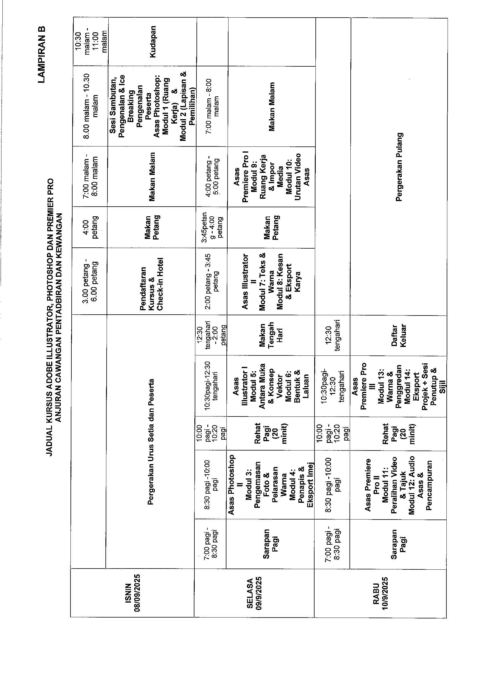 Jadual Kursus